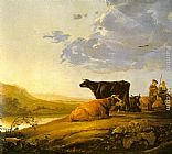 Aelbert Cuyp Canvas Paintings - Young Herdsman with Cows